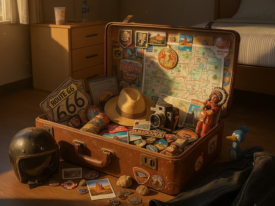 Koffer mit Souvenirs